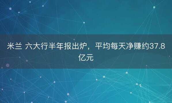 米兰 六大行半年报出炉，平均每天净赚约37.8亿元