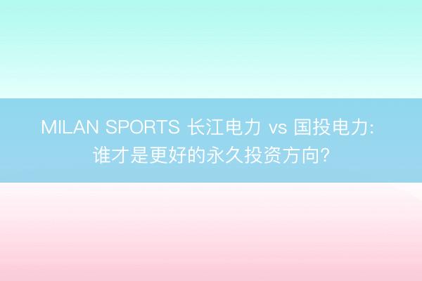 MILAN SPORTS 长江电力 vs 国投电力: 谁才是更好的永久投资方向?