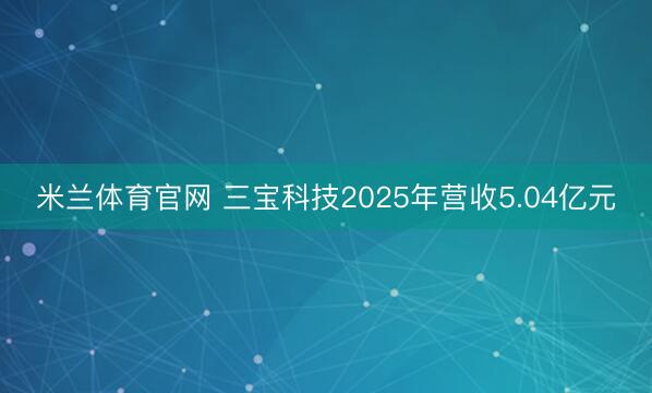 米兰体育官网 三宝科技2025年营收5.04亿元
