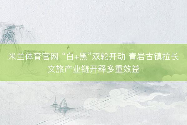 米兰体育官网 “白+黑”双轮开动 青岩古镇拉长文旅产业链开释多重效益