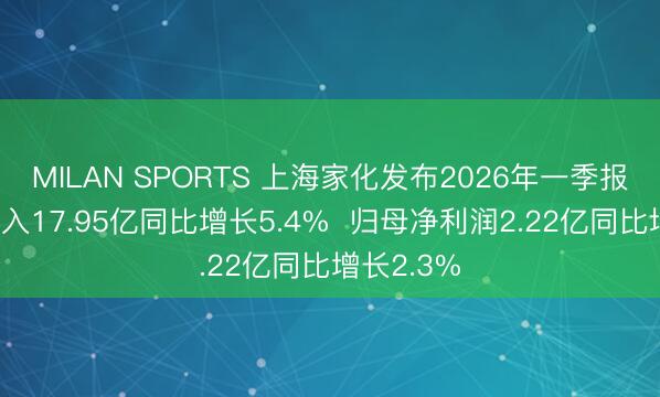 MILAN SPORTS 上海家化发布2026年一季报：商业收入17.95亿同比增长5.4%  归母净利润2.22亿同比增长2.3%